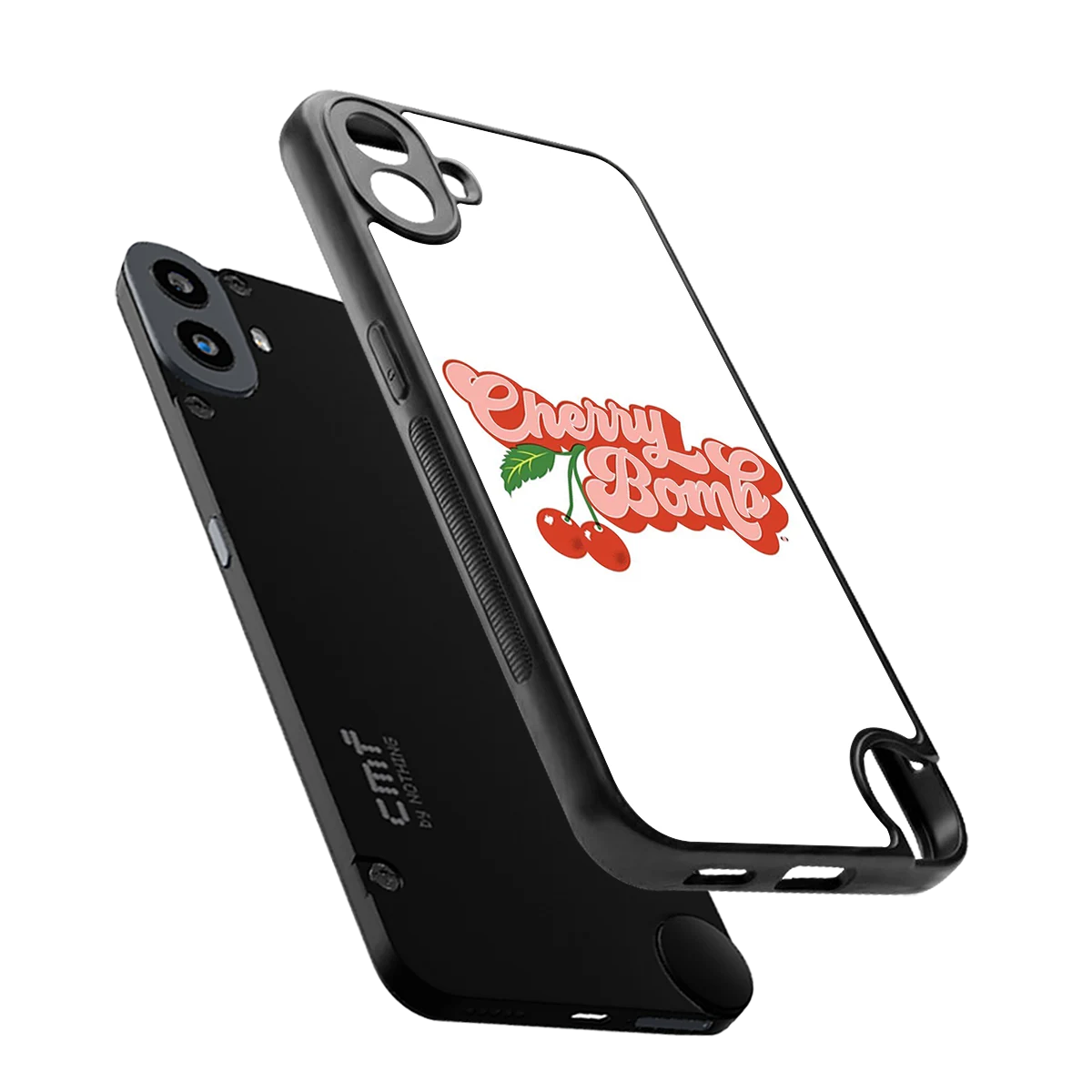 Cherry Bomb sleek cmf nothing phone 1 cover with tempered glass back and TPU edges