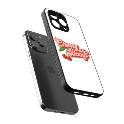 Cherry Bomb sleek iphone 13 pro cover with tempered glass back and TPU edges