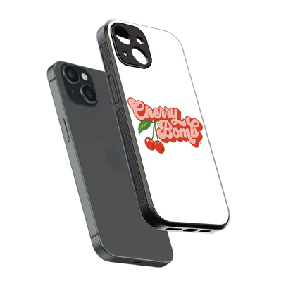 Cherry Bomb sleek iphone 14 cover with tempered glass back and TPU edges