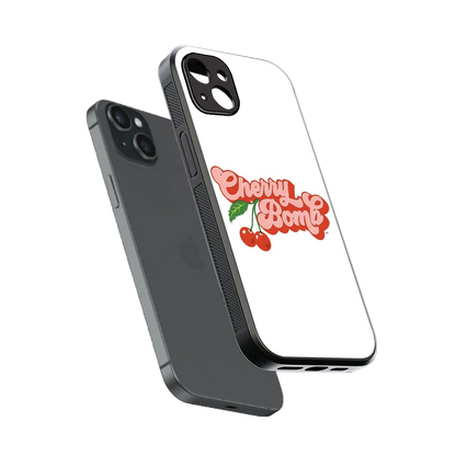 Cherry Bomb sleek iphone 15 plus cover with tempered glass back and TPU edges