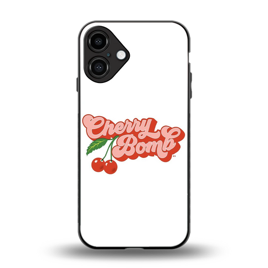 Cherry Bomb back phone cover | glass case for iphone 16 plus