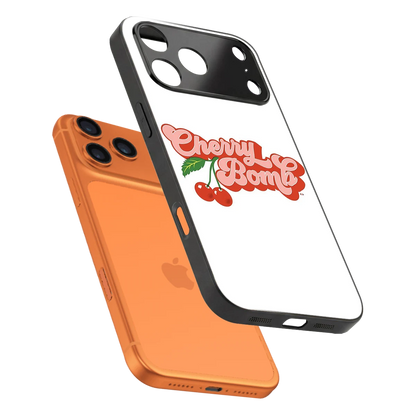 Cherry Bomb sleek iphone 17 pro cover with tempered glass back and TPU edges