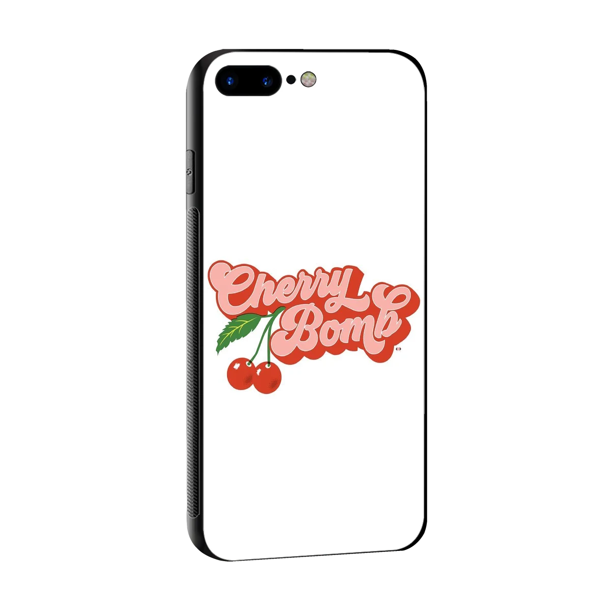Cherry Bomb sleek iphone 8 plus cover with tempered glass back and TPU edges