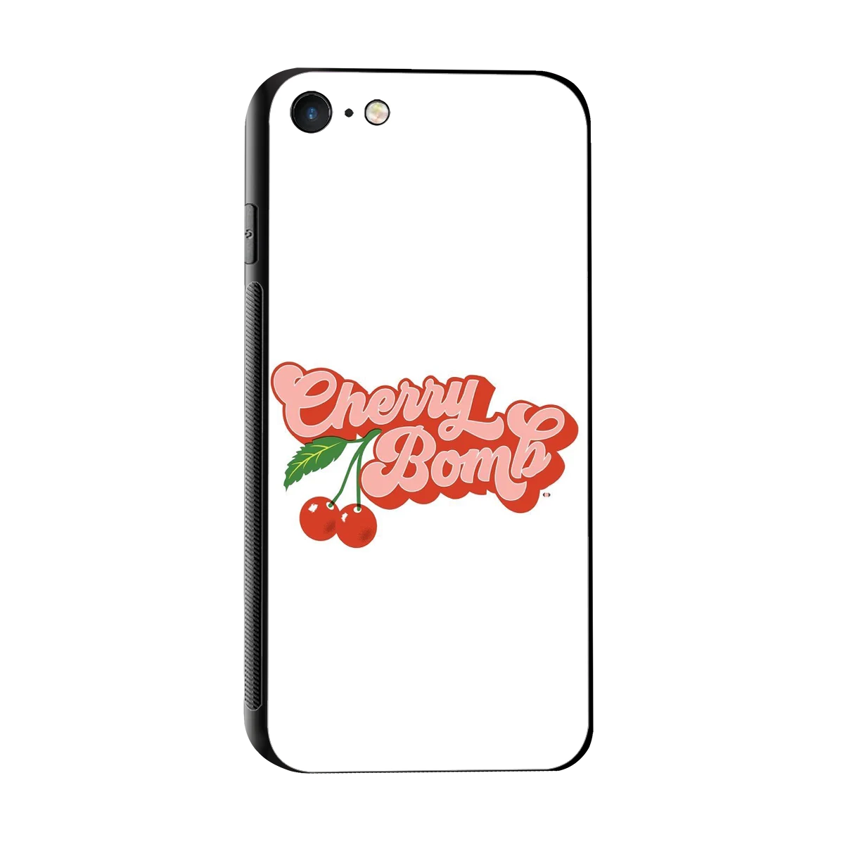 Cherry Bomb sleek iphone 7 cover with tempered glass back and TPU edges