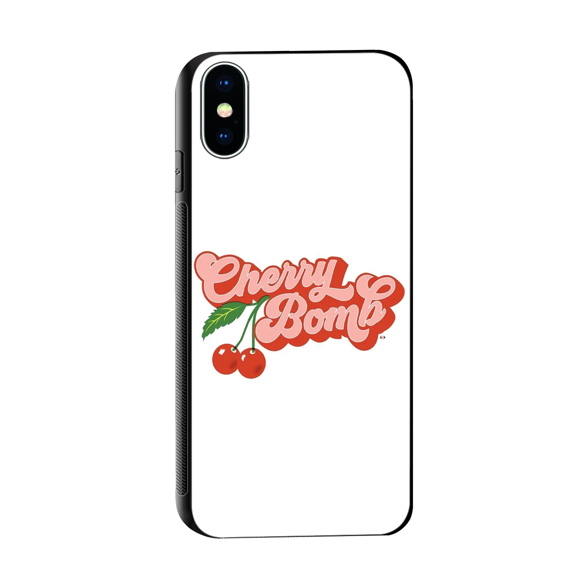 Cherry Bomb sleek iphone x cover with tempered glass back and TPU edges