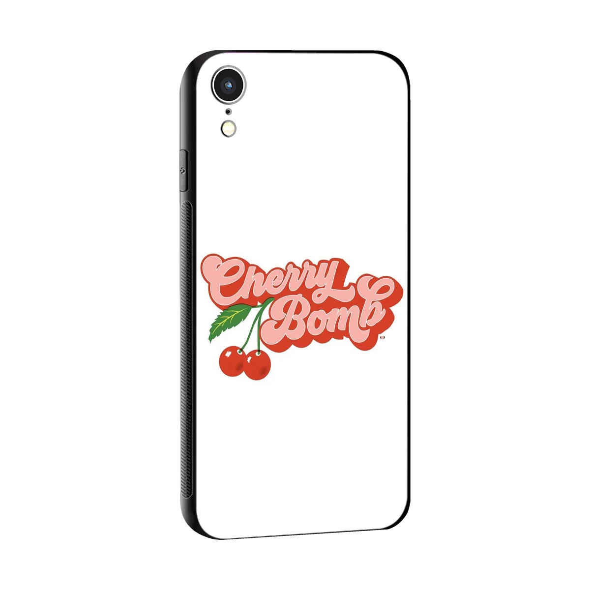 Cherry Bomb sleek iphone xr cover with tempered glass back and TPU edges