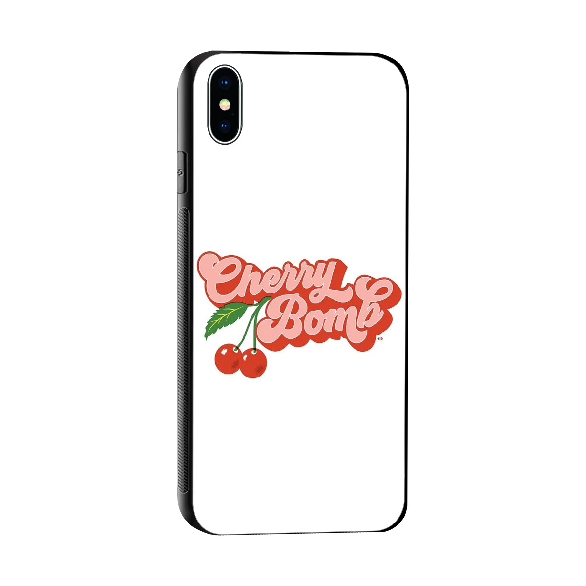 Cherry Bomb sleek iphone xs max cover with tempered glass back and TPU edges