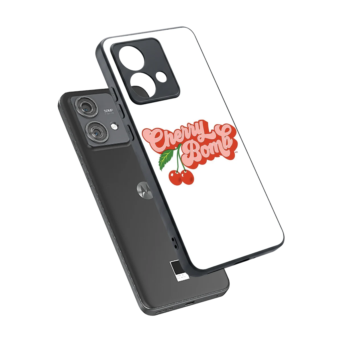 Cherry Bomb sleek motorola edge 40 neo 5g cover with tempered glass back and TPU edges