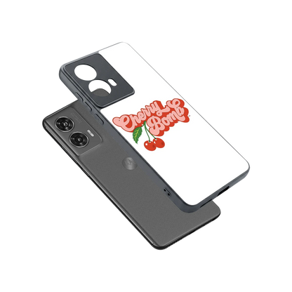 Cherry Bomb sleek motorola edge 50 fusion cover with tempered glass back and TPU edges