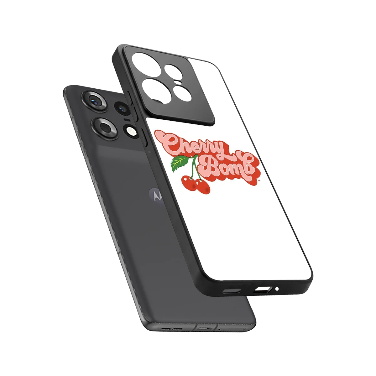 Cherry Bomb sleek motorola edge 50 pro cover with tempered glass back and TPU edges
