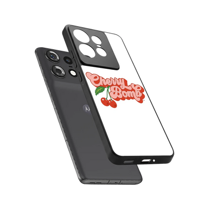 Cherry Bomb sleek motorola edge 50 pro cover with tempered glass back and TPU edges