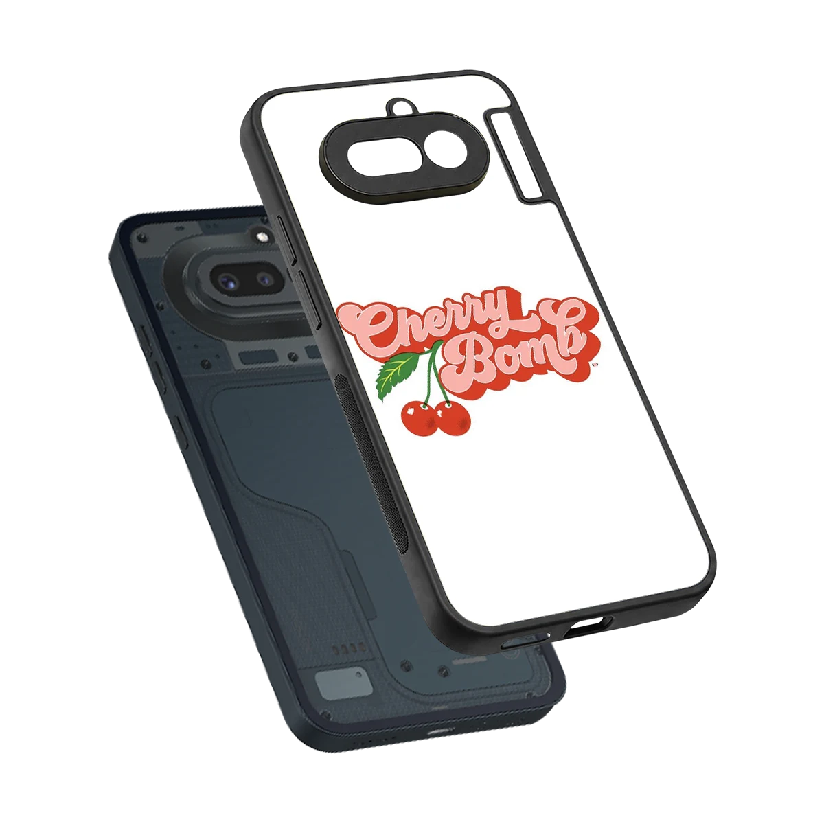 Cherry Bomb sleek nothing phone 4a cover with tempered glass back and TPU edges