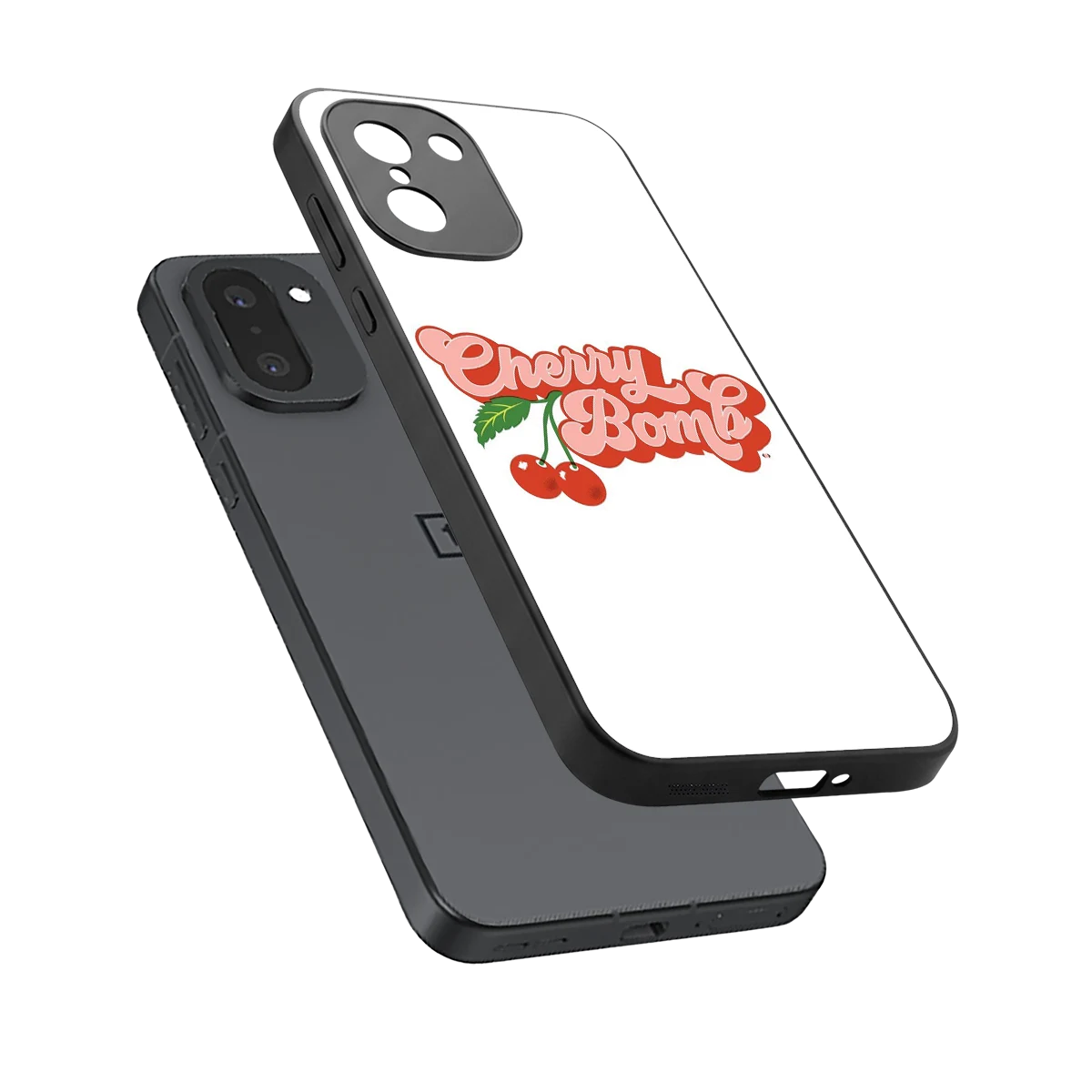 Cherry Bomb sleek oneplus 15r cover with tempered glass back and TPU edges