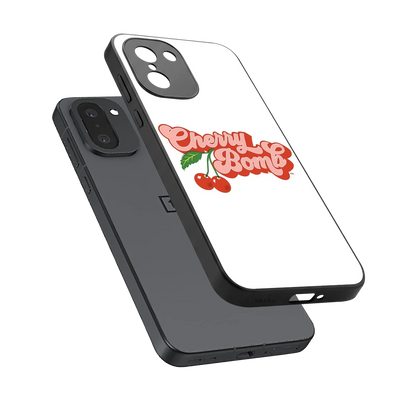 Cherry Bomb sleek oneplus 15r cover with tempered glass back and TPU edges
