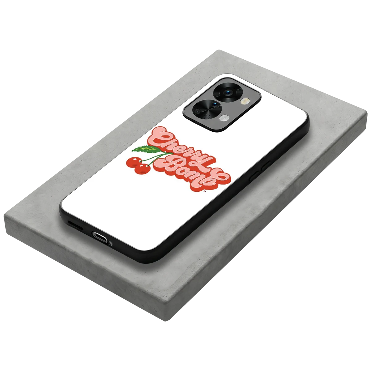 Cherry Bomb stylish phone case for oneplus nord 2t | glossy glass and slim fit