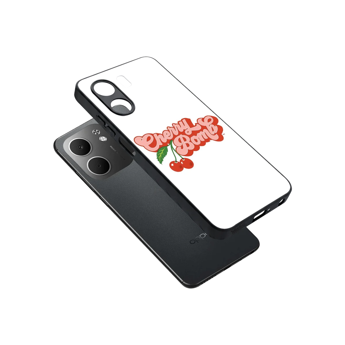Cherry Bomb sleek oppo a5x 5g cover with tempered glass back and TPU edges