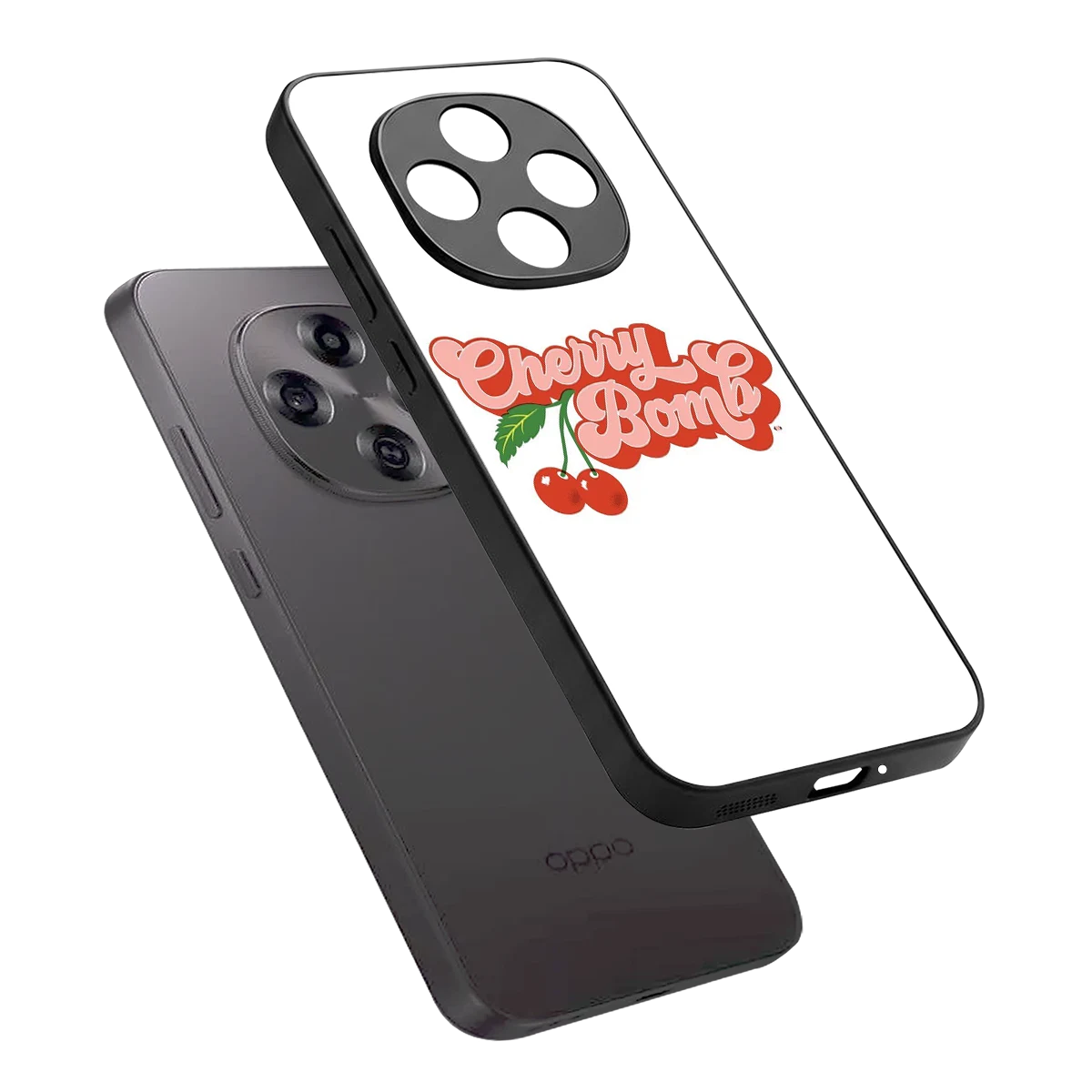 Cherry Bomb sleek oppo f31 pro 5g cover with tempered glass back and TPU edges