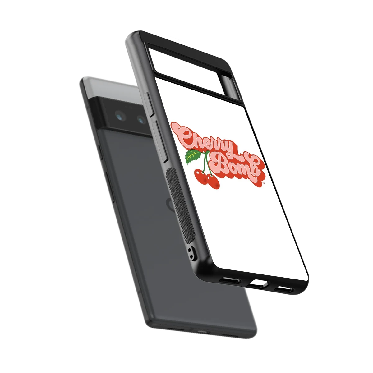 Cherry Bomb sleek google pixel 6 pro cover with tempered glass back and TPU edges