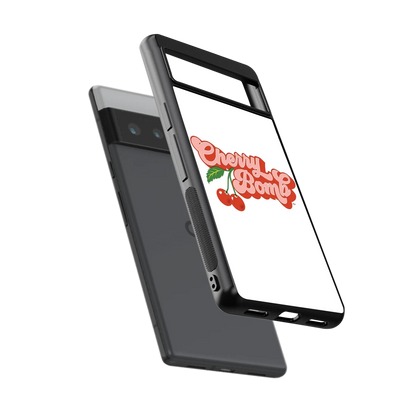 Cherry Bomb sleek google pixel 6 pro cover with tempered glass back and TPU edges