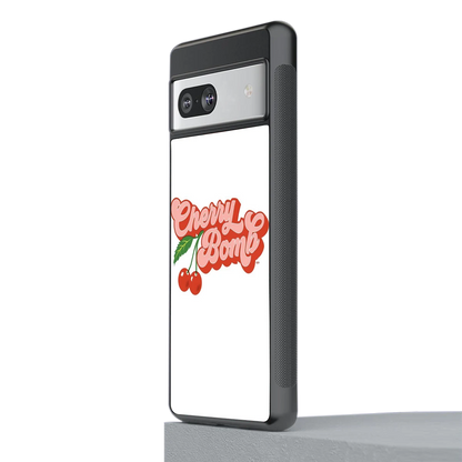 Cherry Bomb stylish phone case for google pixel 7a | glossy glass and slim fit