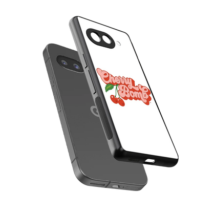 Cherry Bomb sleek google pixel 10a cover with tempered glass back and TPU edges