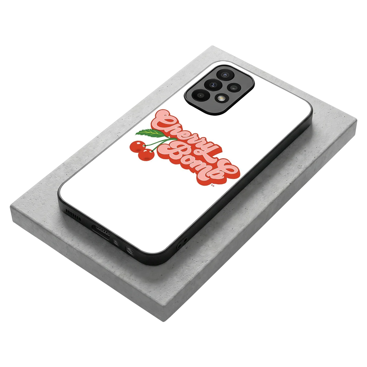 Cherry Bomb stylish phone case for samsung galaxy a23 | glossy glass and slim fit