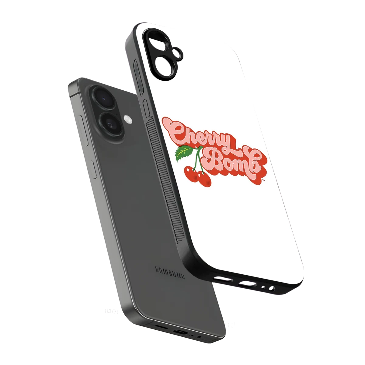 Cherry Bomb sleek samsung galaxy a06 5g cover with tempered glass back and TPU edges