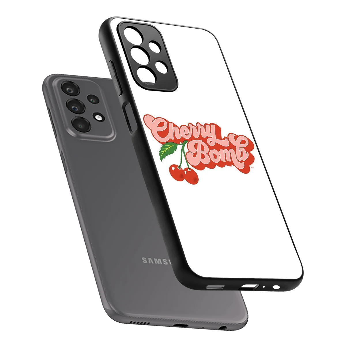 Cherry Bomb sleek samsung galaxy a23 cover with tempered glass back and TPU edges