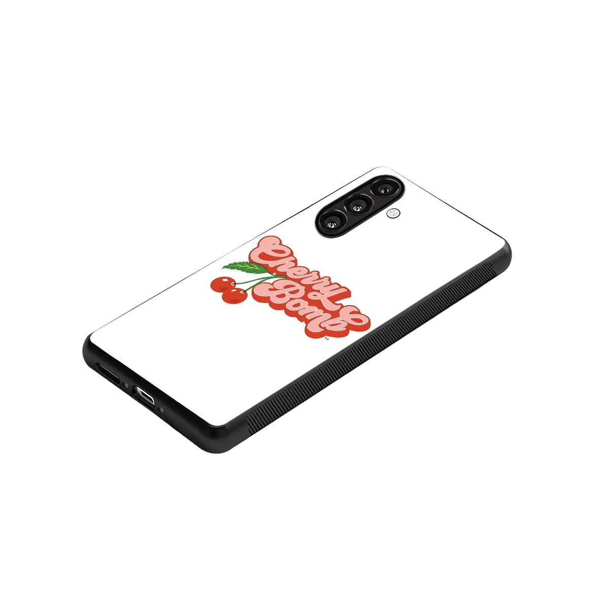 Cherry Bomb stylish phone case for samsung galaxy m36 5g | glossy glass and slim fit