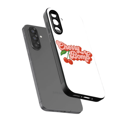 Cherry Bomb sleek samsung galaxy a36 5g cover with tempered glass back and TPU edges