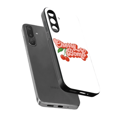 Cherry Bomb sleek samsung galaxy m36 5g cover with tempered glass back and TPU edges