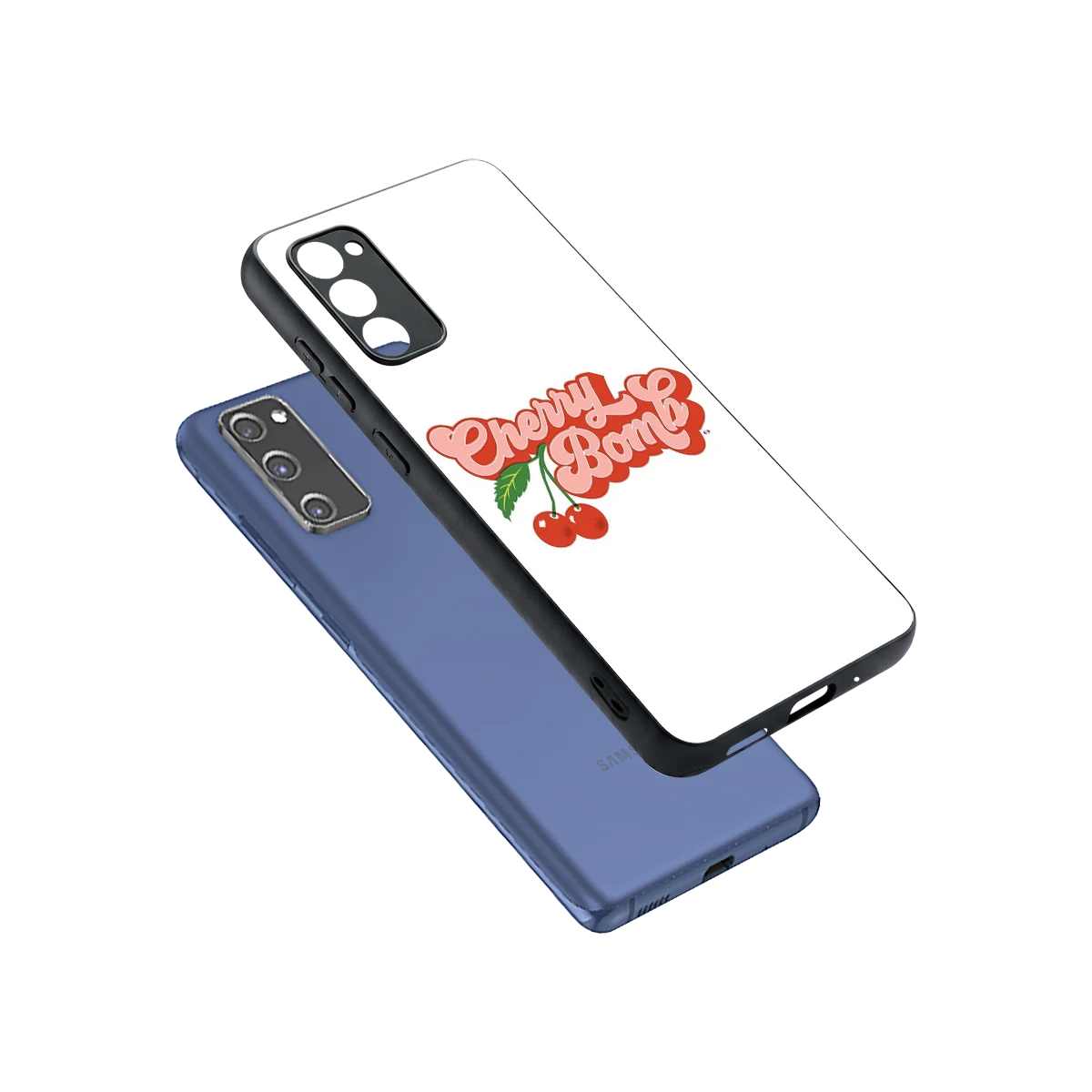 Cherry Bomb sleek samsung galaxy s20 fe cover with tempered glass back and TPU edges