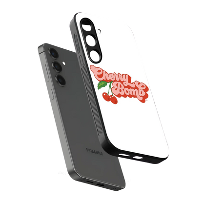 Cherry Bomb sleek samsung galaxy s24 fe cover with tempered glass back and TPU edges