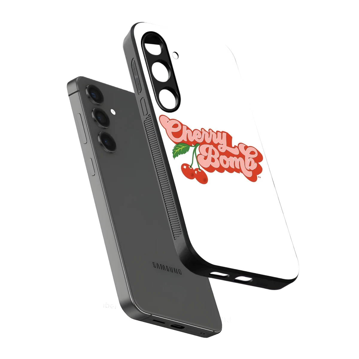 Cherry Bomb sleek samsung galaxy s24 cover with tempered glass back and TPU edges