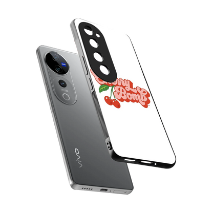 Cherry Bomb sleek vivo v40 pro cover with tempered glass back and TPU edges