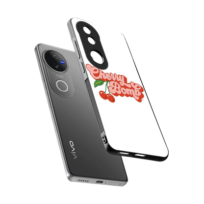 Cherry Bomb sleek vivo v50 cover with tempered glass back and TPU edges