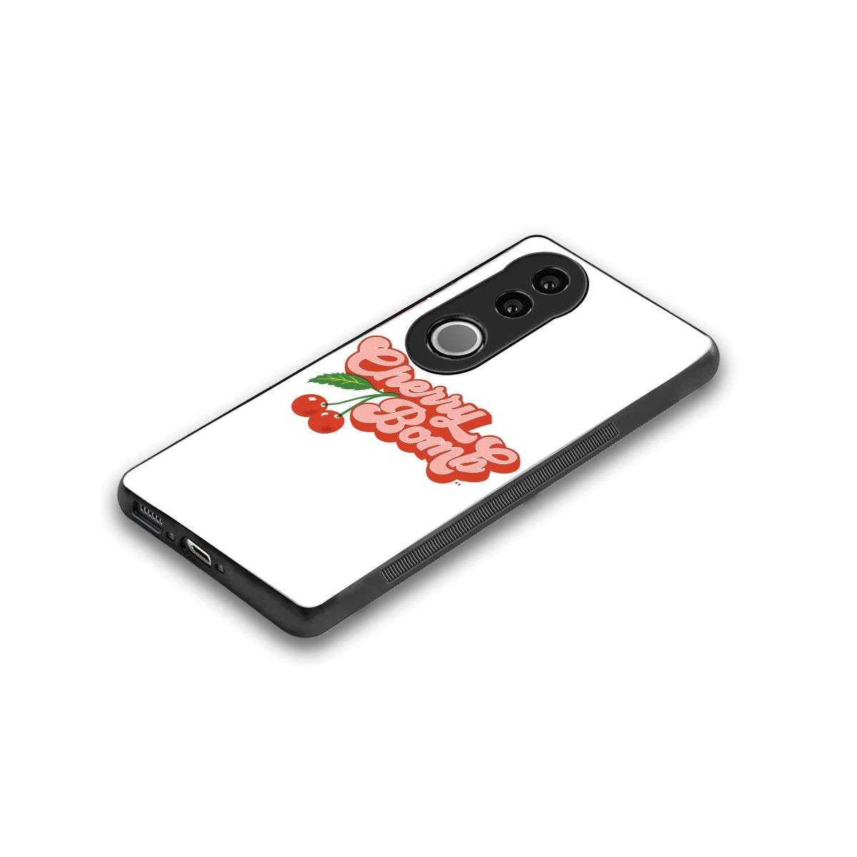 Cherry Bomb stylish phone case for vivo v50 | glossy glass and slim fit