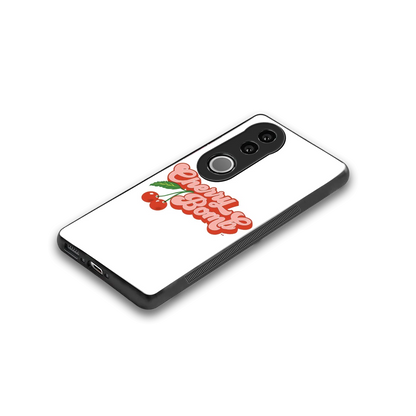 Cherry Bomb stylish phone case for vivo v50 | glossy glass and slim fit