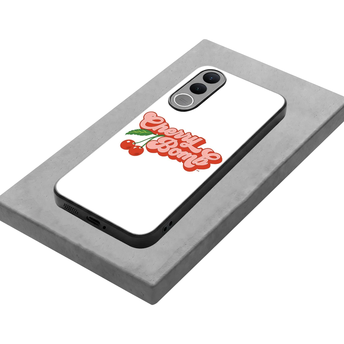 Cherry Bomb stylish phone case for vivo v70 fe | glossy glass and slim fit