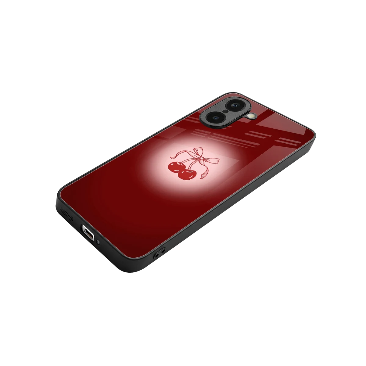 Cherry Bow stylish phone case for oneplus nord ce5 5g | glossy glass and slim fit