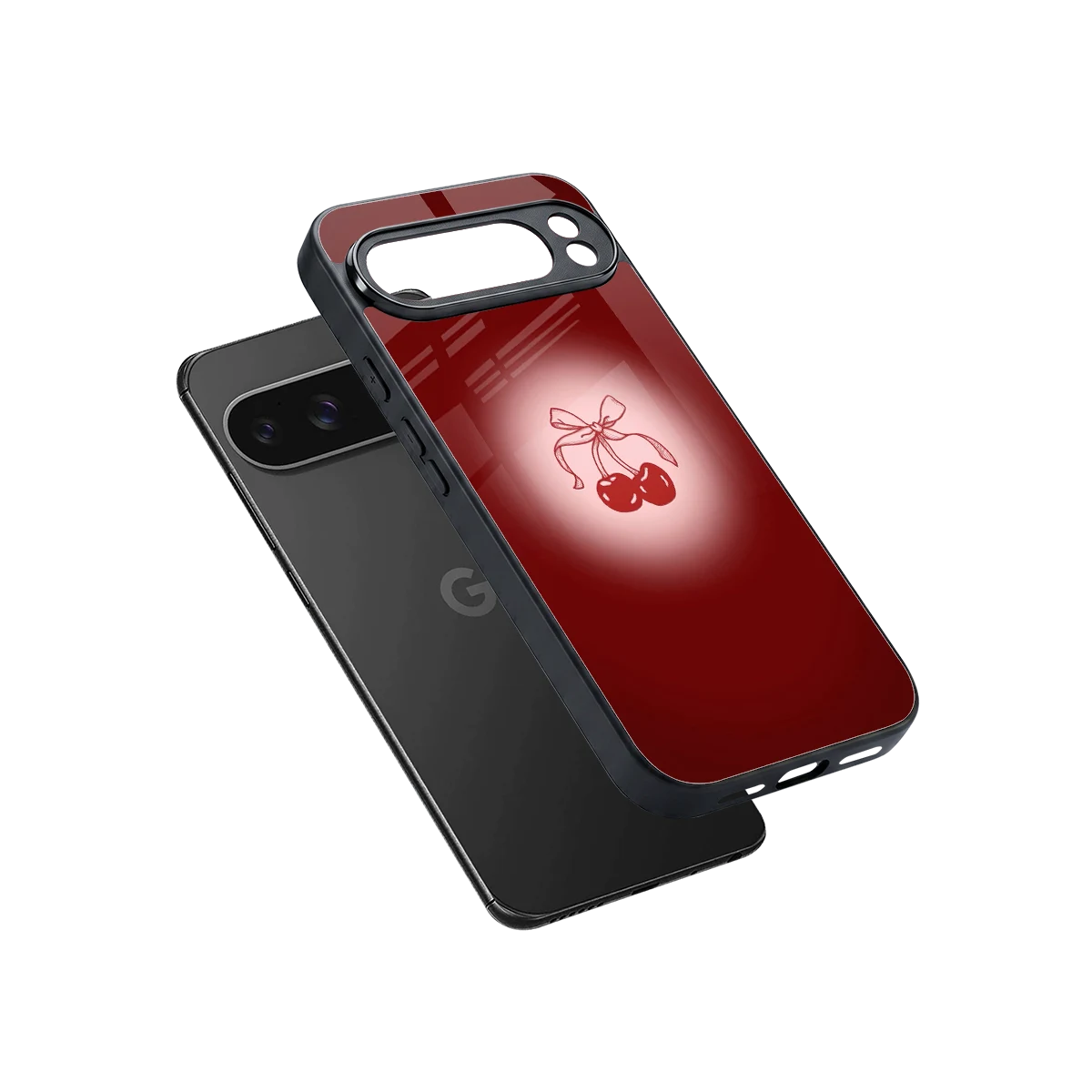 Cherry Bow sleek google pixel 10 pro xl cover with tempered glass back and TPU edges