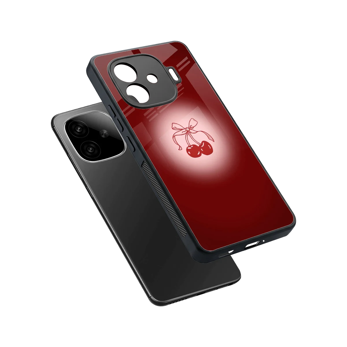 Cherry Bow sleek iqoo neo 10r 5g cover with tempered glass back and TPU edges