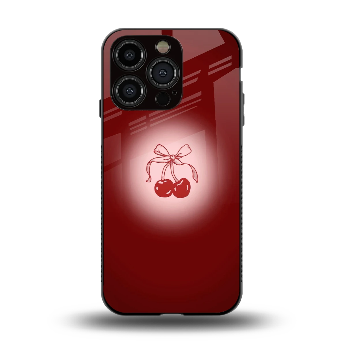 Cherry Bow back phone cover | glass case for iphone 13 pro