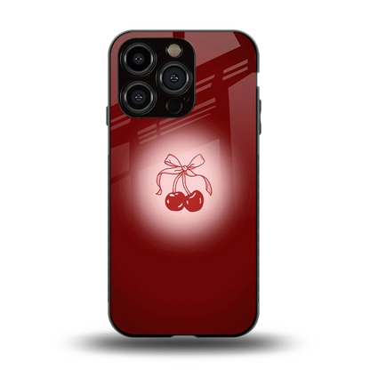 Cherry Bow back phone cover | glass case for iphone 13 pro