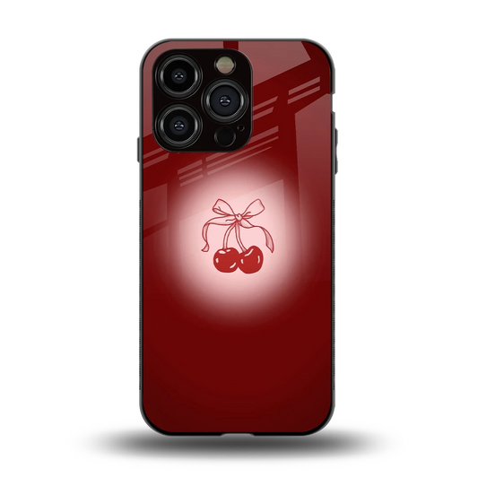 Cherry Bow back phone cover | glass case for iphone 13 pro