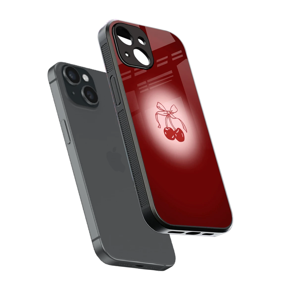 Cherry Bow sleek iphone 13 cover with tempered glass back and TPU edges
