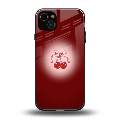 Cherry Bow back phone cover | glass case for iphone 15 plus