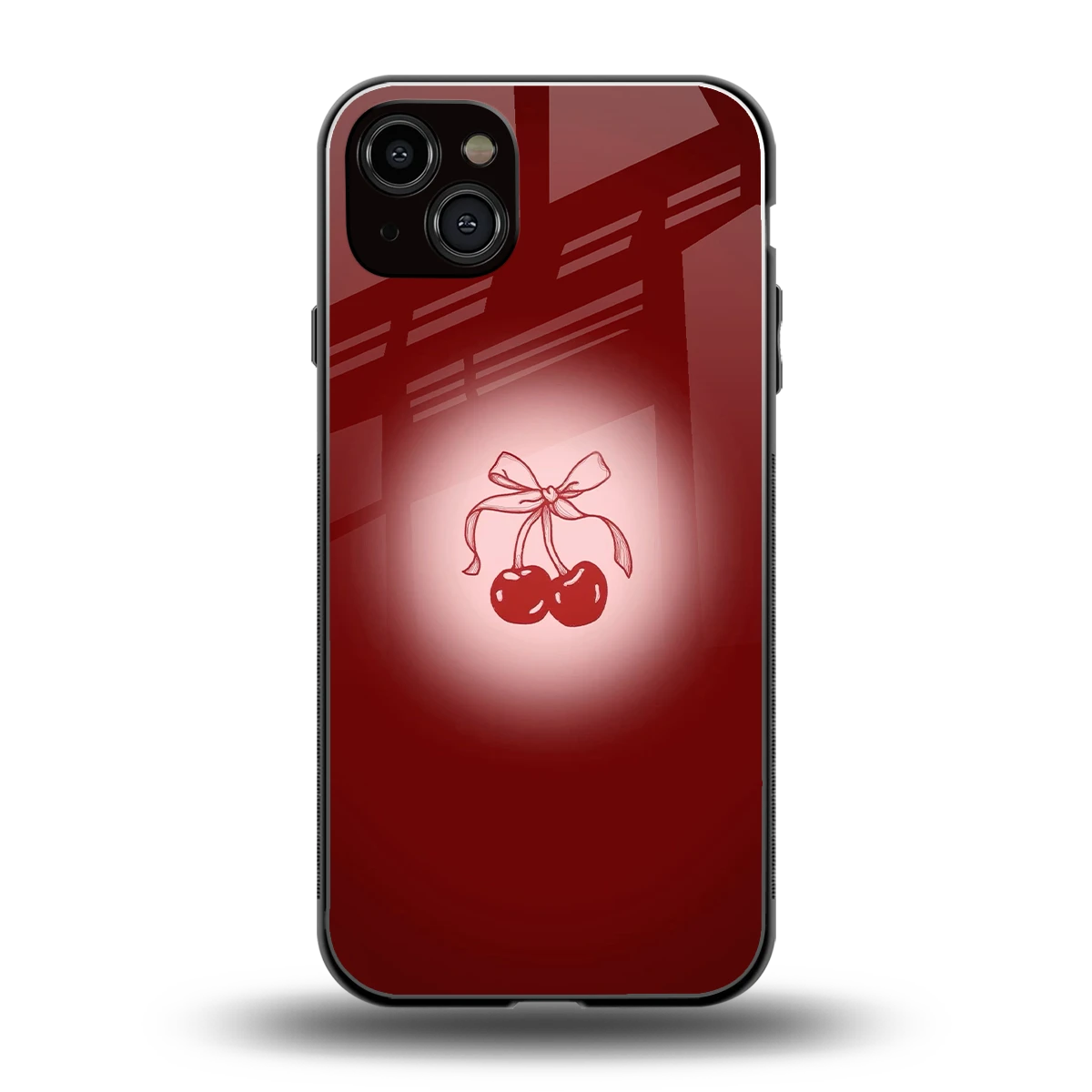 Cherry Bow back phone cover | glass case for iphone 14 plus