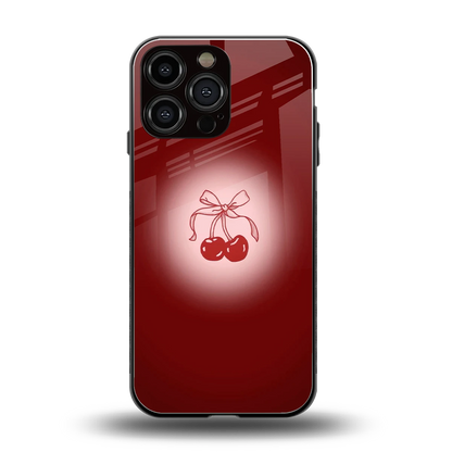 Cherry Bow back phone cover | glass case for iphone 15 pro max