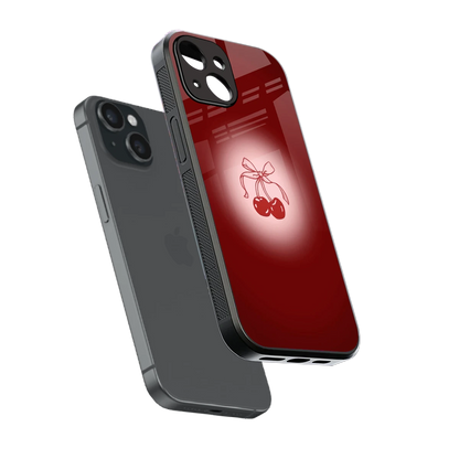 Cherry Bow sleek iphone 15 cover with tempered glass back and TPU edges